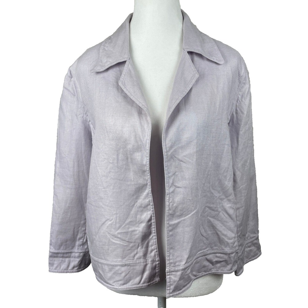VTG Linda Allard Ellen Tracy Blazer M/8 Lavender Linen Jacket Quiet Luxury Open